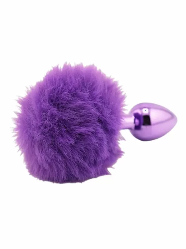 Фиолетовая анальная пробка с фиолетовым заячьим хвостиком, размер S, Kanikule