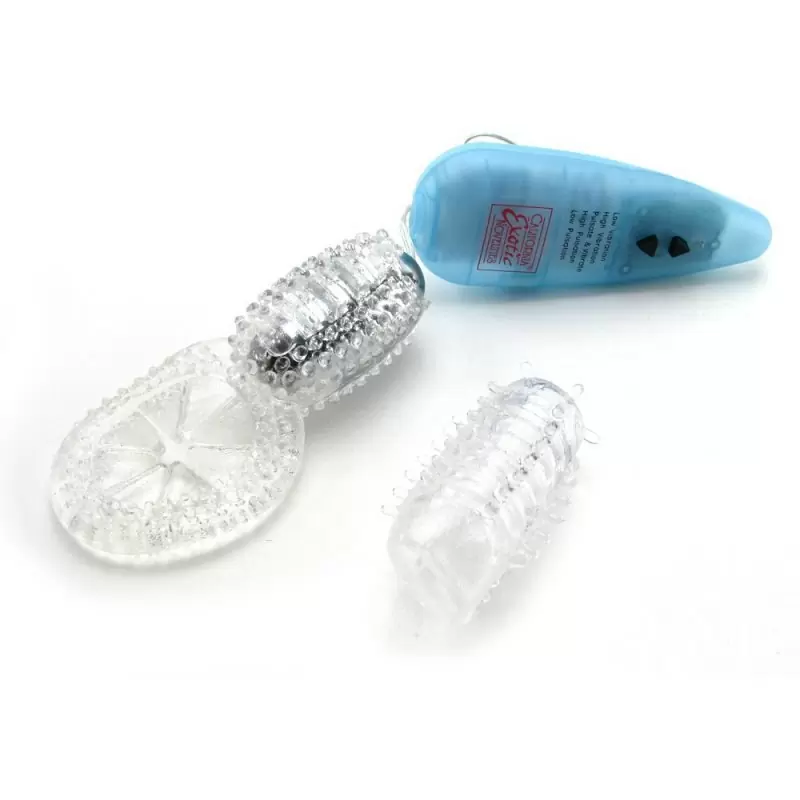 Виброяйцо Elite 5X Vibro-Ring с двумя сменными насадками – серебристый