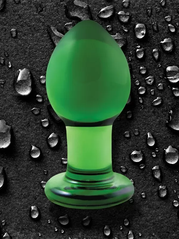 Средняя анальная пробка Crystal Premium Glass - Green