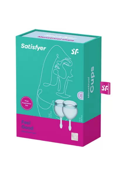 Набор менструальных чаш Satisfyer Feel good Menstrual Cup, 15 и 20 мл, силикон, голубой