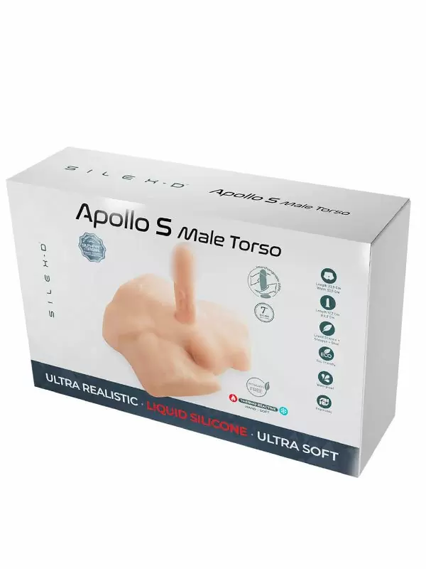 Реалистичная секс-кукла для женщин в форме полуторса SILEXD Apollo S, светлый телесный, 17,7 см