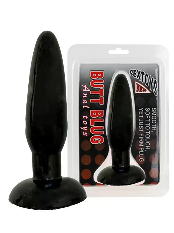 Гибкая анальная пробка Butt Blug на присоске – черный