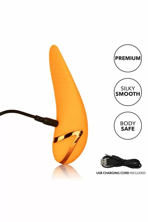 Мини-вибратор Hollywood Hottie с подвижным язычком - оранжевый