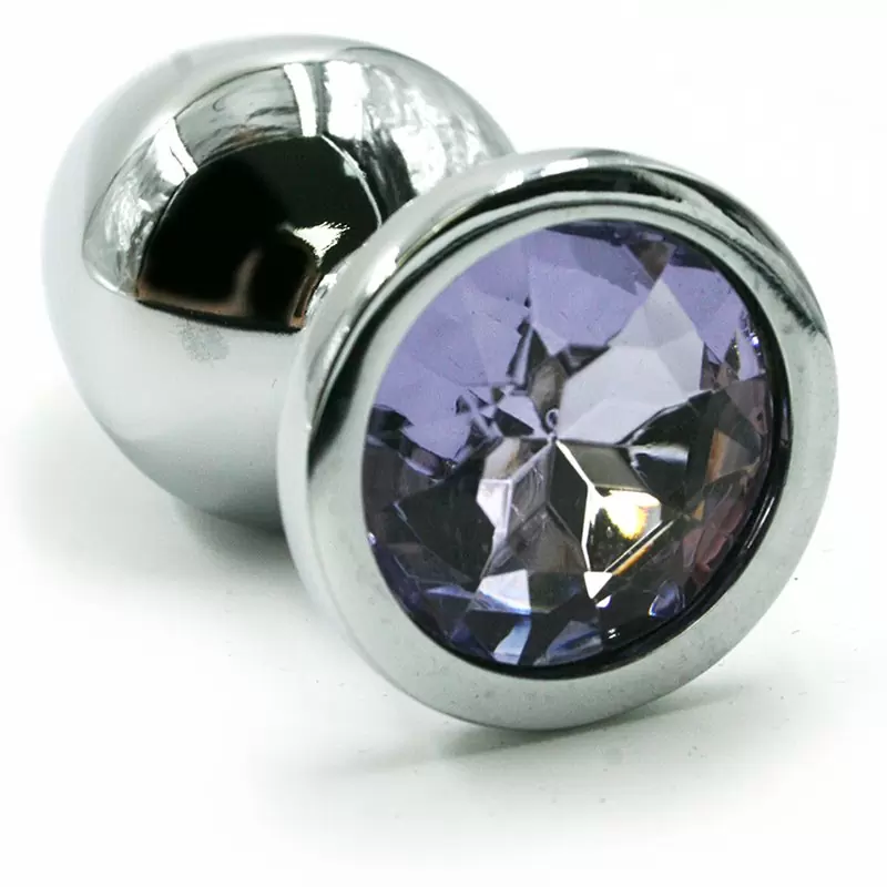 Средняя алюминиевая анальная пробка Kanikule Medium с кристаллом – серебристый с лавандовым