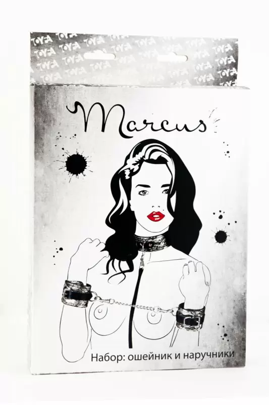 Кружевной набор ошейник и наручники TOYFA Marcus – серебристый