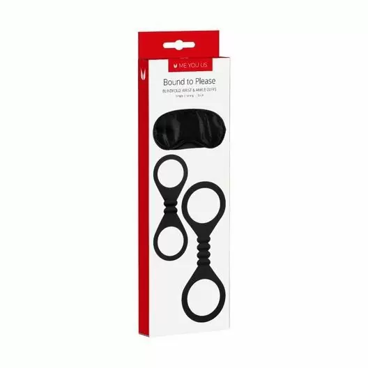 Оковы для рук и ног из силикона, маска на глаза из полиэстера Me You Us Bound To Please Blindfold Wr