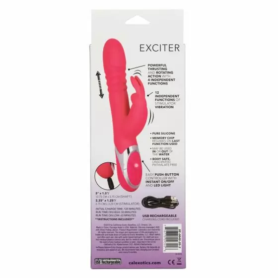 Рельефный вибратор-кролик Enchanted Exciter, с функциями ротации и толчков, 20 режимов, 12,75 см, розовый