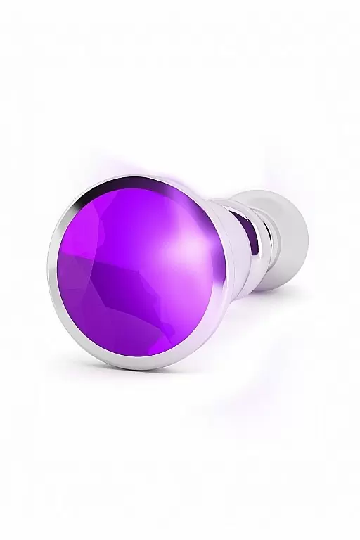 Серебряная анальная пробка с с сапфировым кристаллом Silver Plug - Purple Sapphire  14 см.