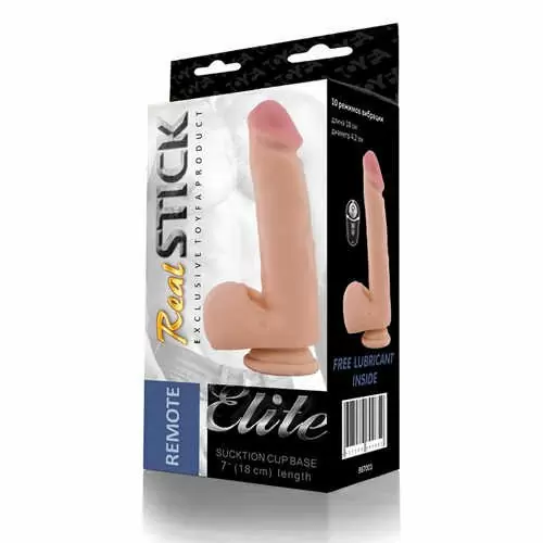 Реалистичный фаллоимитатор с вибрацией TOYFA RealStick Elite Remote 18 см - телесный