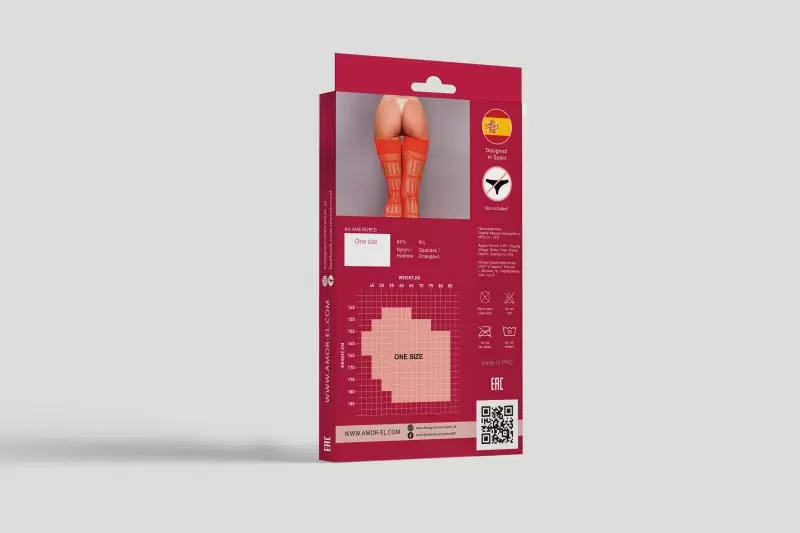 Чулки в мелкую сетку Rosa Vintage с рисунком сзади S/L (красные)