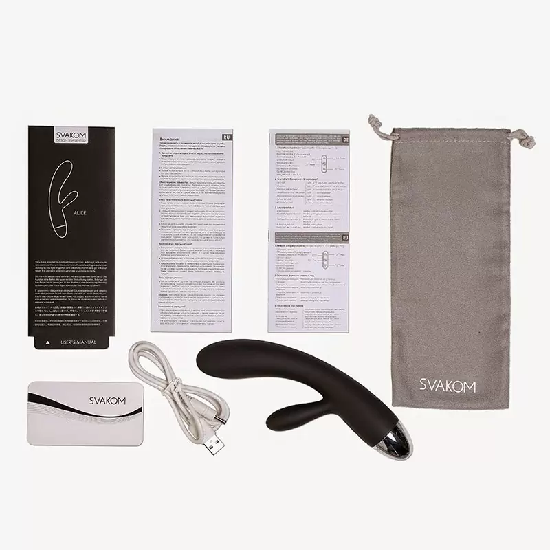 Двойной вибромассажер Alice с интеллектуальным режимом – черный	