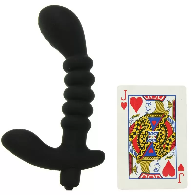 Ребристый стимулятор простаты Ribbed Prostate Vibe с вибрацией – черный