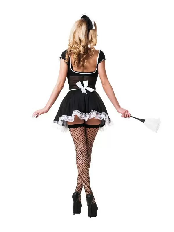 Эротический игровой костюм Le Frivole Роковая Служанка – черный с белым, L/XL