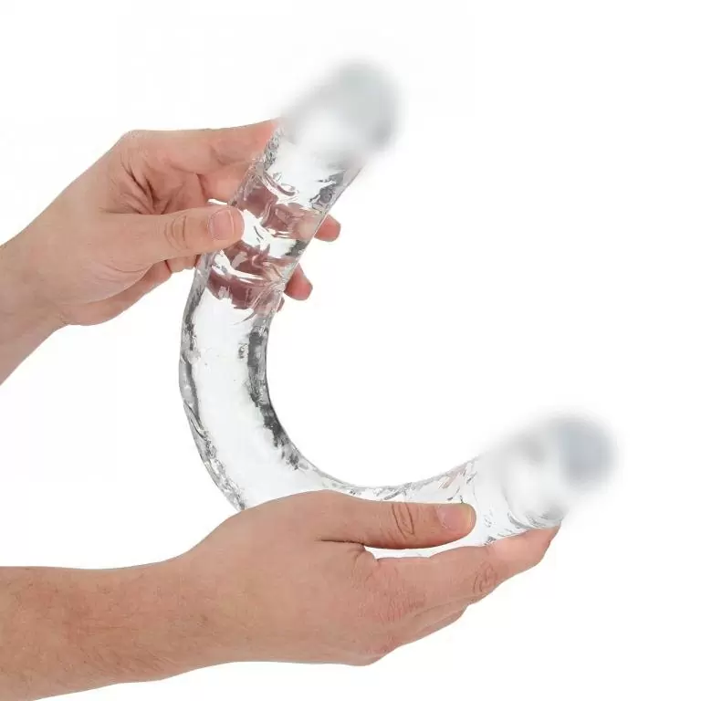 Реалистичный фаллоимитатор Shots toys, 45 см, двусторонний, прозрачный