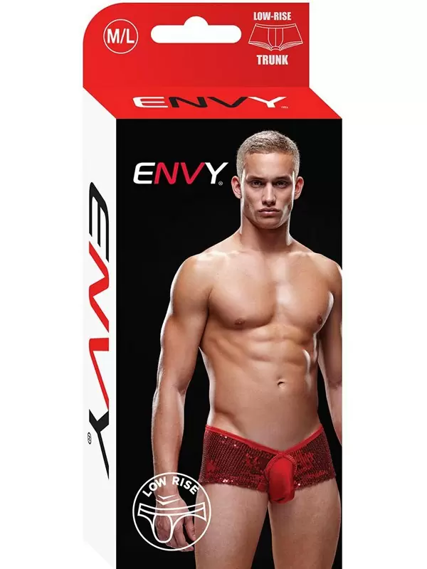 Красные блестящие мужские трусы-хипсы - M/L