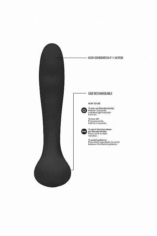 Вибромассажер для точки G или простаты Finesse (черный)