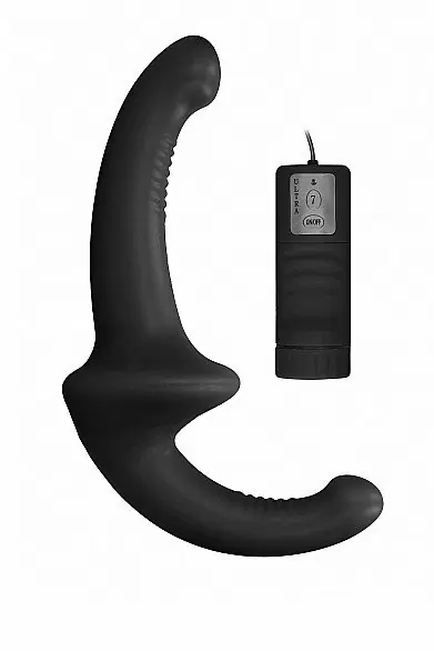 Безремневой вибрострапон Vibrating Silicone Strapless Strapon, с пультом Д/У, 10 режимов, черный