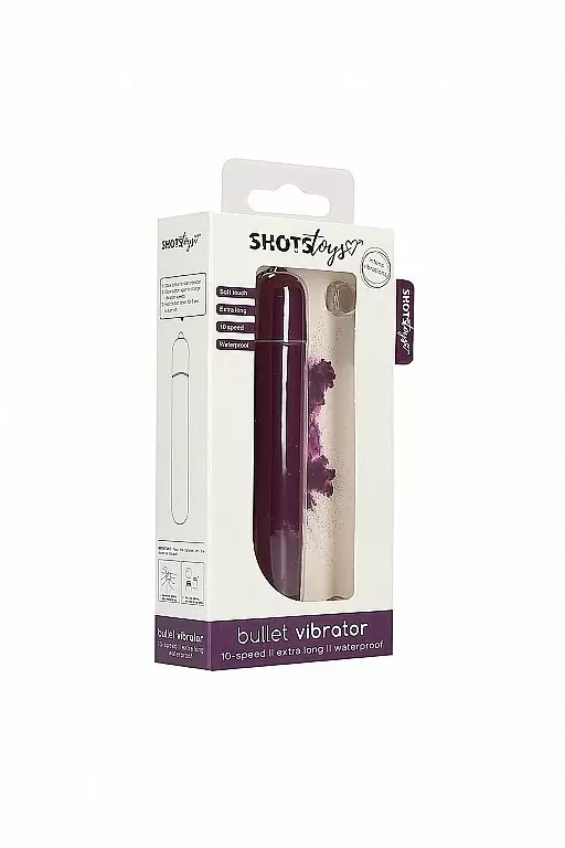 Вибропуля Bullet Vibrator - Extra Long - Purple: 10 см, 10 режимов работы, АБС-пластик