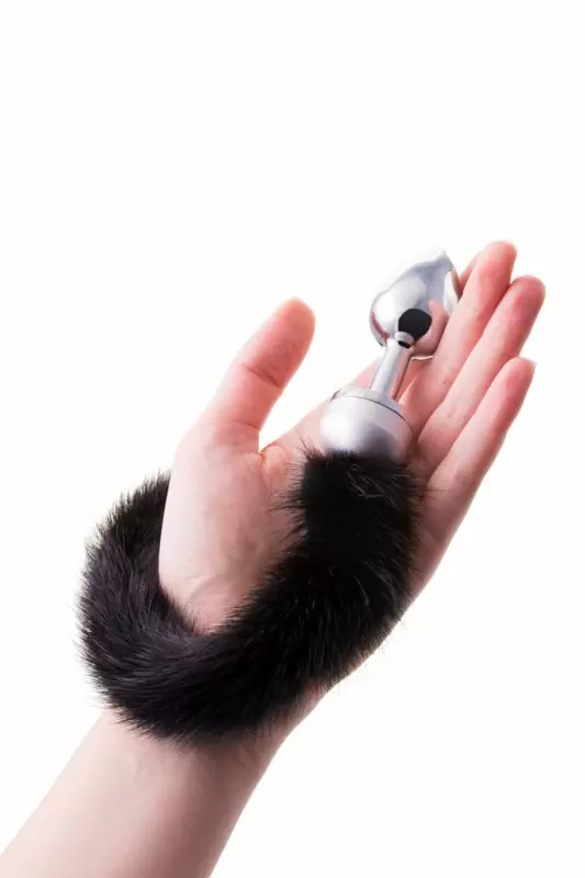 Маленькая анальная пробка с хвостом TOYFA Metal – чёрный