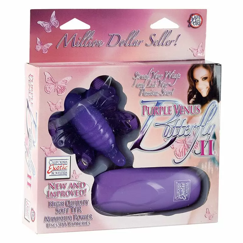 Стимулятор клитора на ремешках Venus Butterfly 2 с вибрацией – фиолетовый