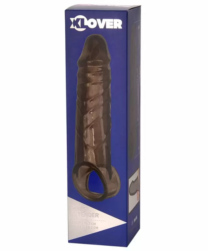 Реалистичная увеличивающая насадка на пенис TOYFA XLover с петлей на мошонку – серый