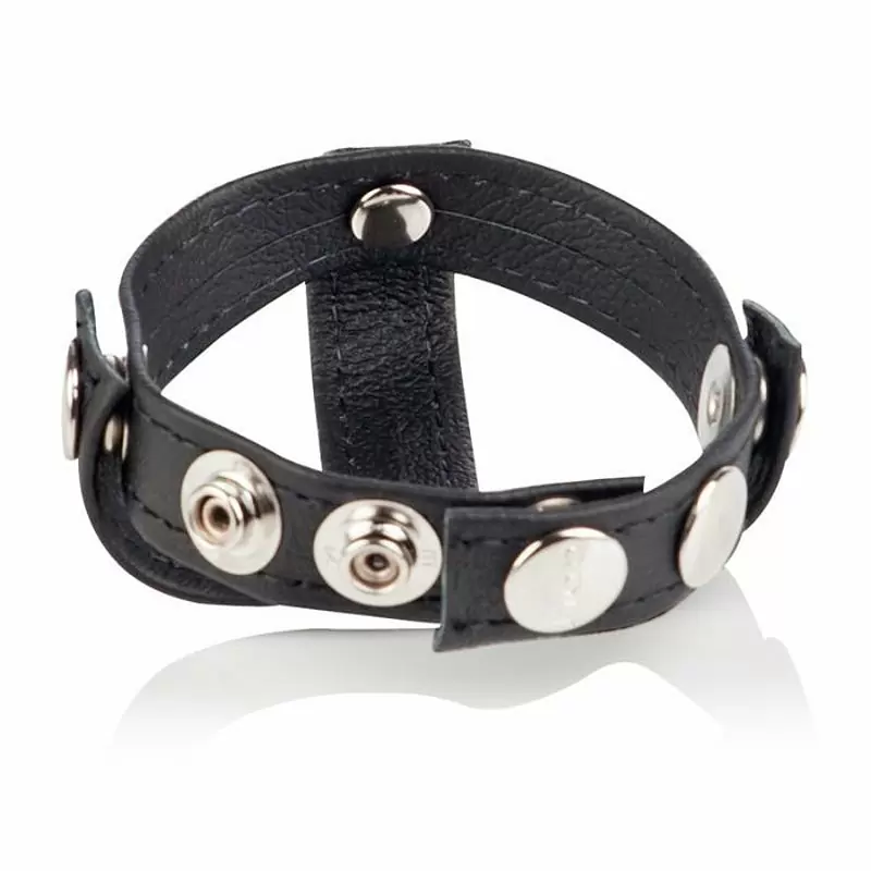Кожаная утяжка на пенис с разделителем мошонки Colt C/B Strap H-Piece Divider – черный