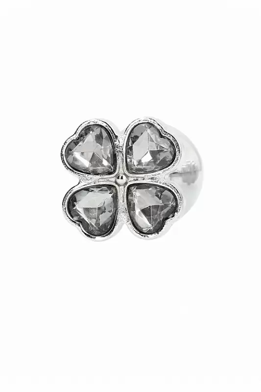 Серебряная анальная пробка с бриллиантовыми кристаллами в форме цветка -3,4 см.