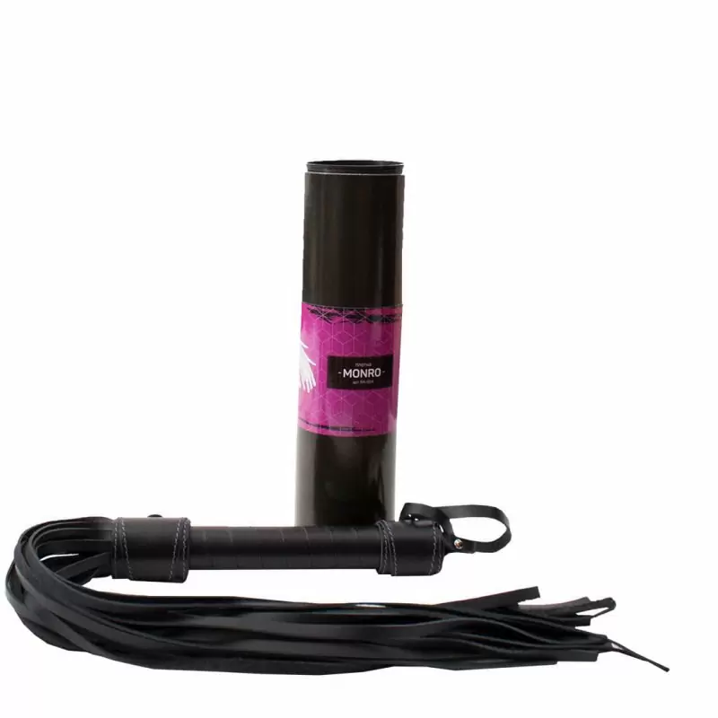 Многохвостая плеть Monro из натуральной кожи - черный