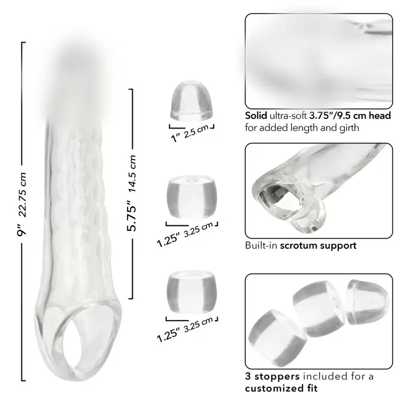 Увеличивающая насадка Clear Extension Kit, 9,5 см, ТПЕ, со вставками, прозрачный