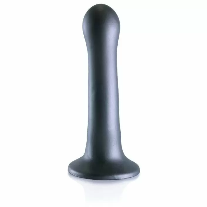 Изогнутый фаллоимитатор Shots toys Ultra Soft, 18 см, силикон, серый 