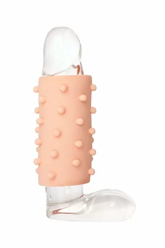 Длинная насадка с дополнительной стимуляцией для женщины ToyFa XLover Soft booster – телесный 