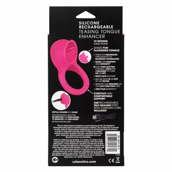 Эрекционное кольцо Silicone Rechargeable Teasing Tongue Enhancer