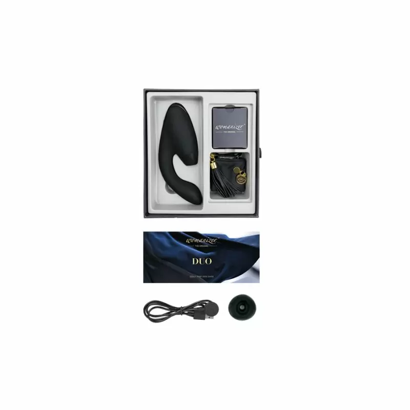 Стимулятор двойного действия Womanizer Duo с инновационной технологией Smart Silence - черный