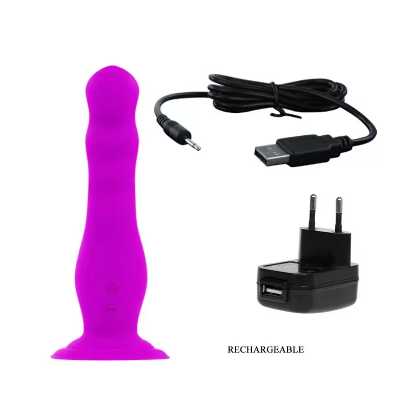 Перезаряжаемый анально-вагинальный вибромассажер Moving на присоске – пурпурный