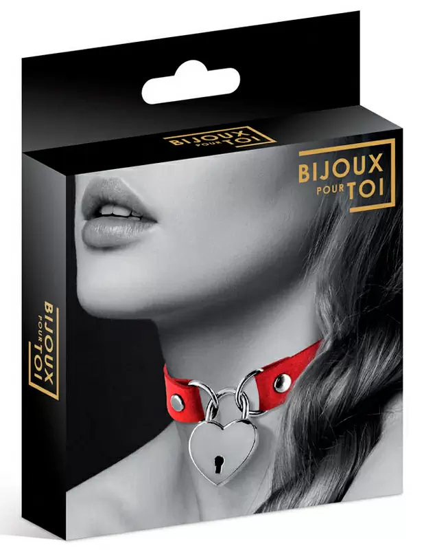 Элегантный чокер Concorde COLLIER PENDENTIF COEUR ROUGE, с металлическим замочком в виде сердца, 34 см, красный