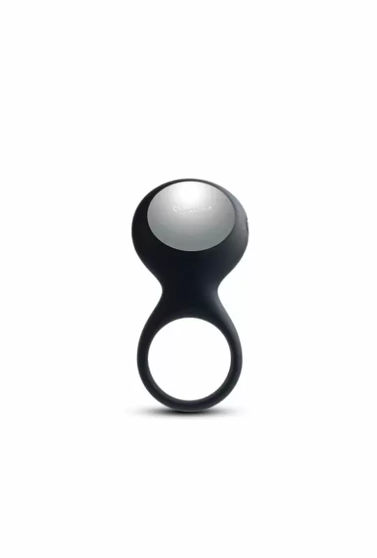 Черное эрекционное виброкольцо с круглым стимулятором, Svakom Tyler