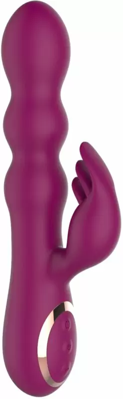 Оригинальный вибратор-кролик AN Stamen, 22 см, с массажем бусинами, лиловый