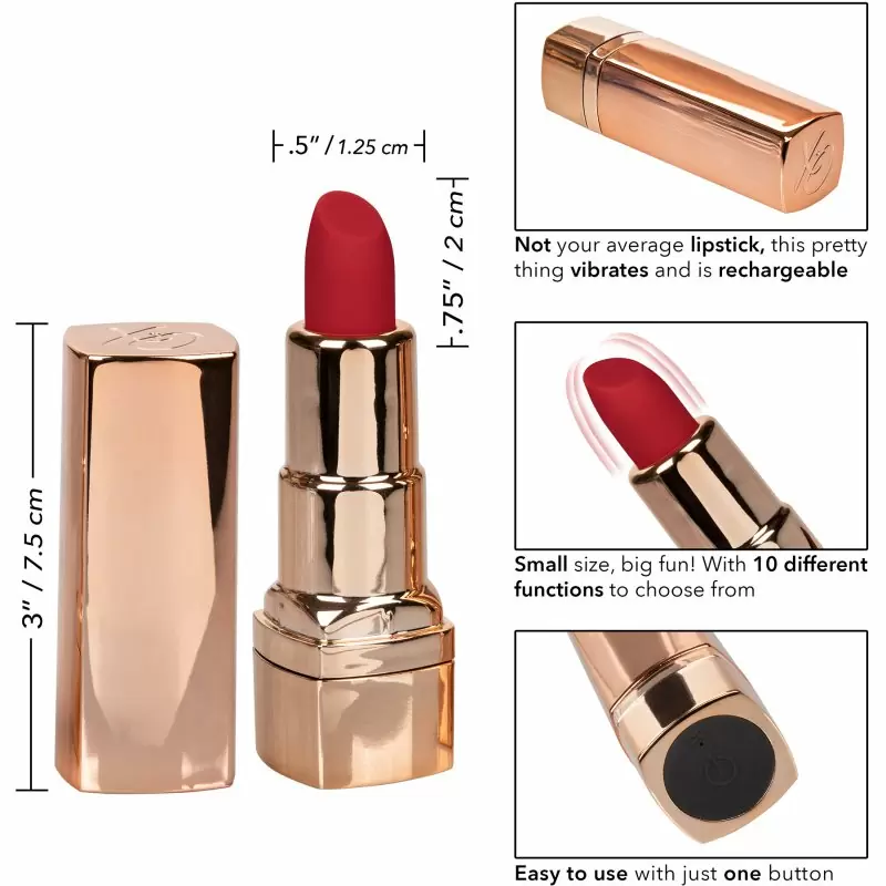 Мини-вибратор Hide & Play Rechargeable Lipstick, в форме губной помады, 8,2 см, красный