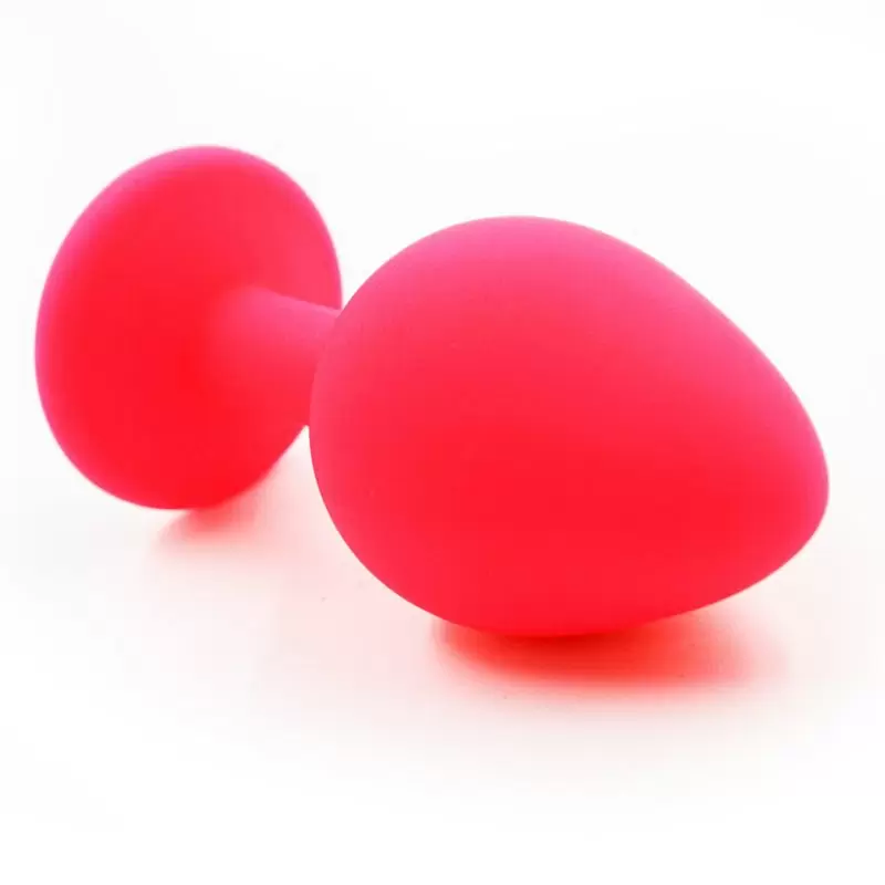 Средняя силиконовая анальная пробка Kanikule Medium с кристаллом – розовый с голубым