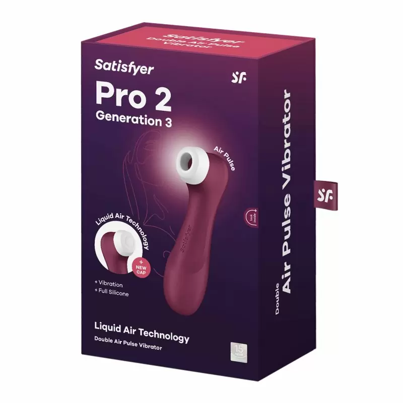 Клиторальный вибратор Satisfyer Pro 2 Generation 3 with Liquid Air, бордовый с белым