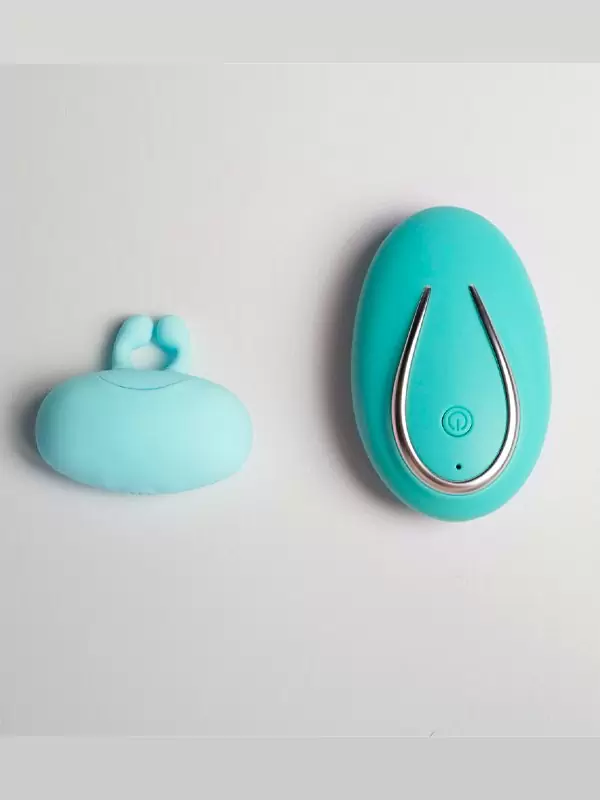 Вибратор для орального секса Youvic 4,9 см, с пультом Д/У, силикон, бирюзовый