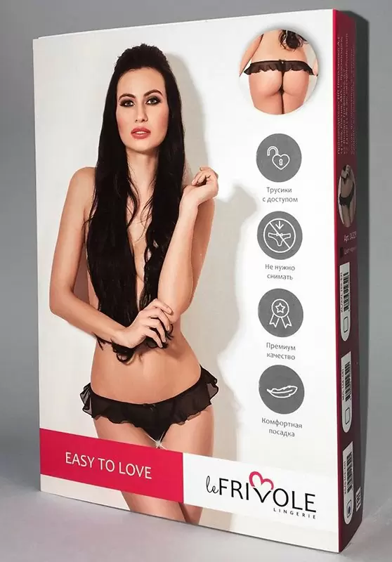 Утонченные трусики Easy to Love с доступом и нежной юбочкой – черный, XL/XXL
