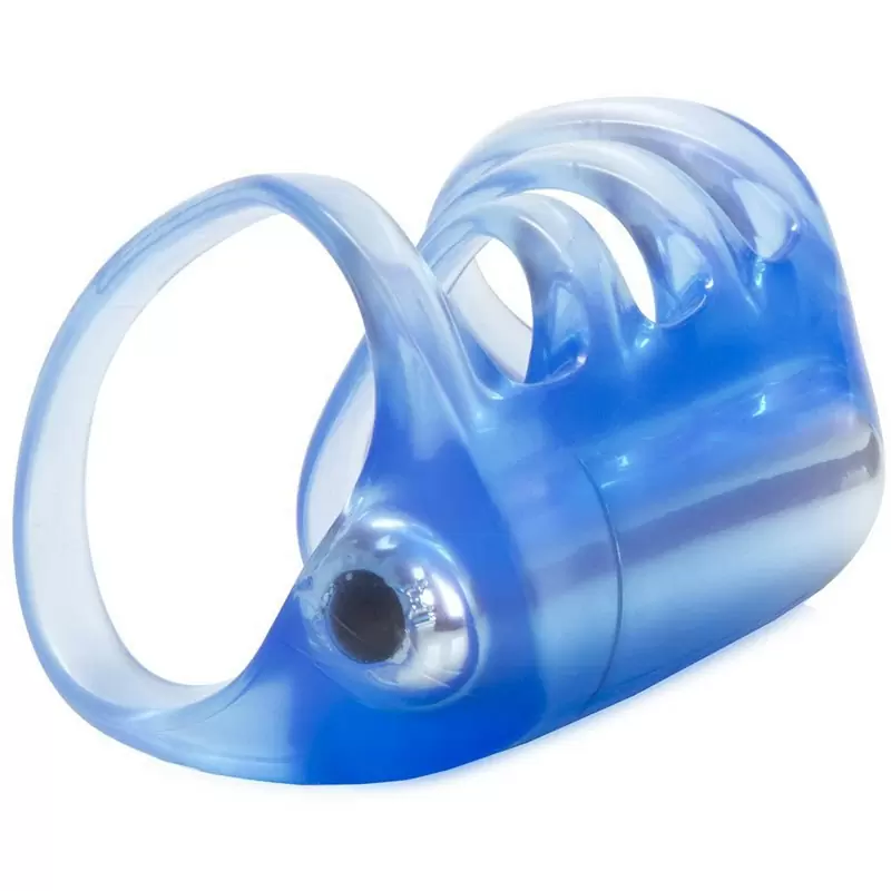 Эрекционная сетка для пар Couple's Pleasure Cage с вибрацией – голубой