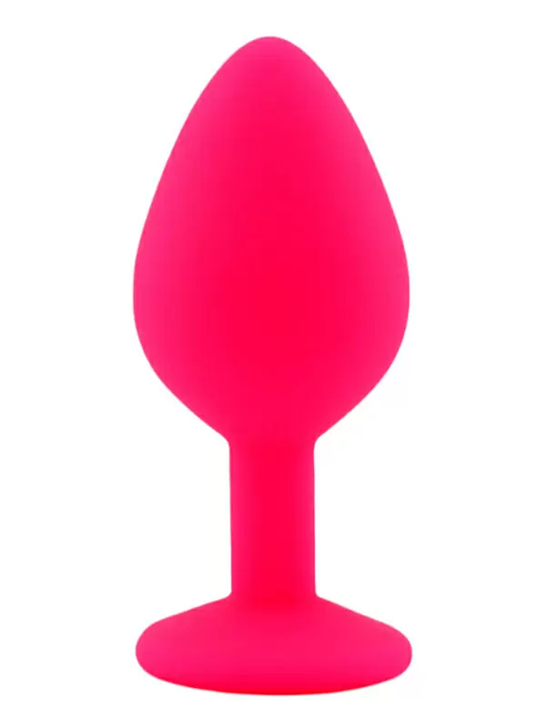 Средняя силиконовая анальная пробка Kanikule Medium с кристаллом – розовый