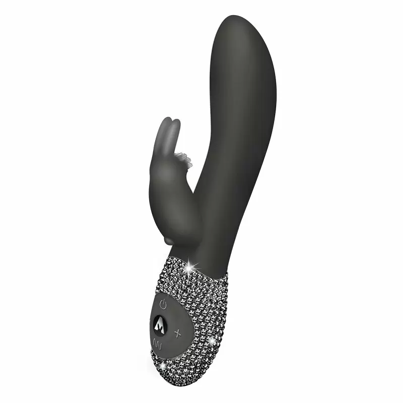 Великолепный вибромассажёр с кристаллами The Rabbit Company The Classic Rabbit Crystalized – чёрный