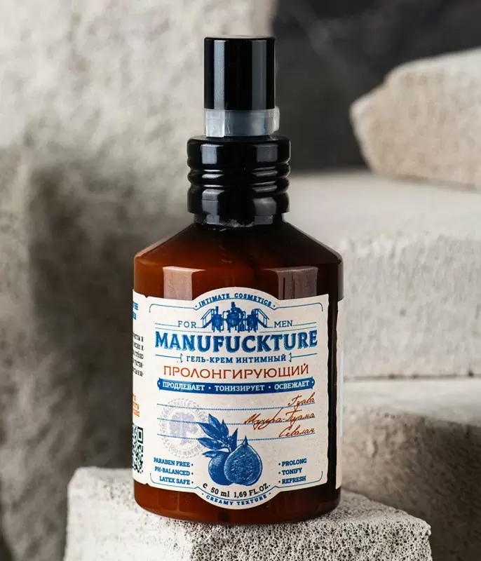 Интимный гель-крем для мужчин MANUFUCKTURE, с пролонгирующим действием, 50 мл