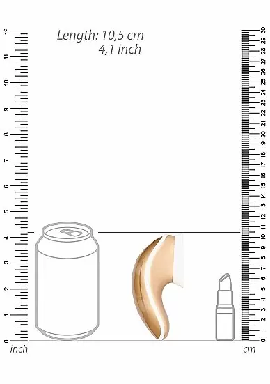 Клиторальный вибратор Twitch Hands с вакуумным эффектом (золотой): 10.5 см, 14 режимов работы, силикон