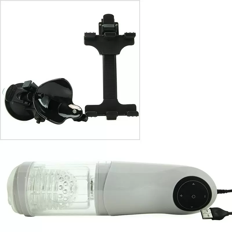 Автоматический мастурбатор вагина Mega-Bator Pussy с держателем для мобильных устройств - белый