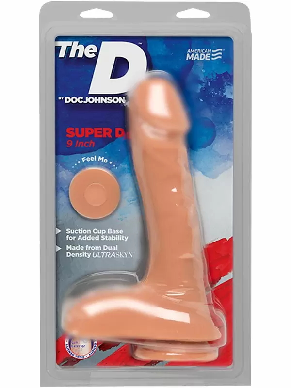 Реалистичный фаллоимитатор Doc Johnson The D - Super D 9, 23 см, с мошонкой, телесный