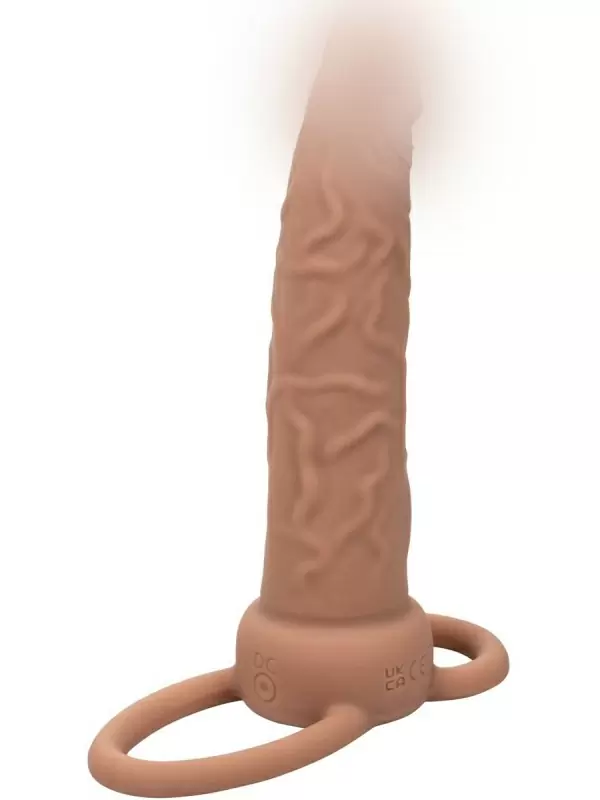 Реалистичная вибронасадка Performance Maxx Rechargeable Dual Penetrator, для двойного проникновения, 14 см, 10 режимов, телесный